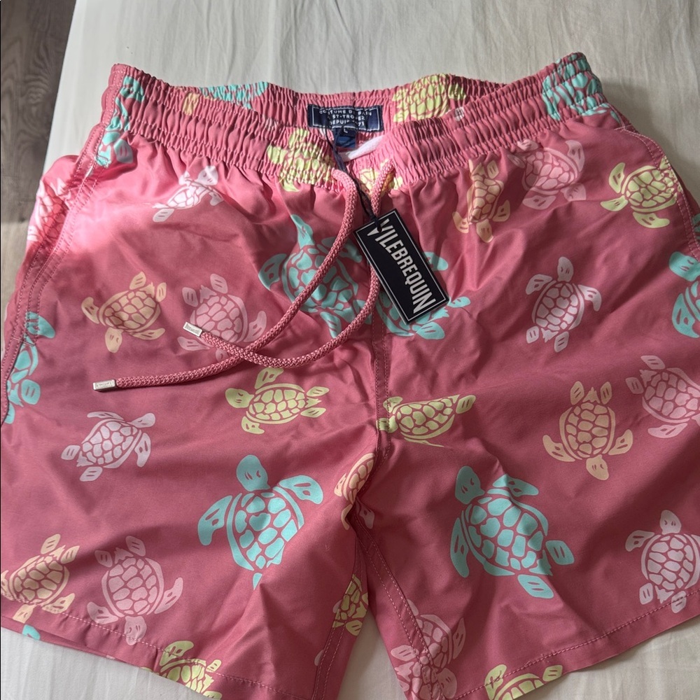 Vilebrequin Pink Turtle Print Men Shorts - Picture 6 of 9